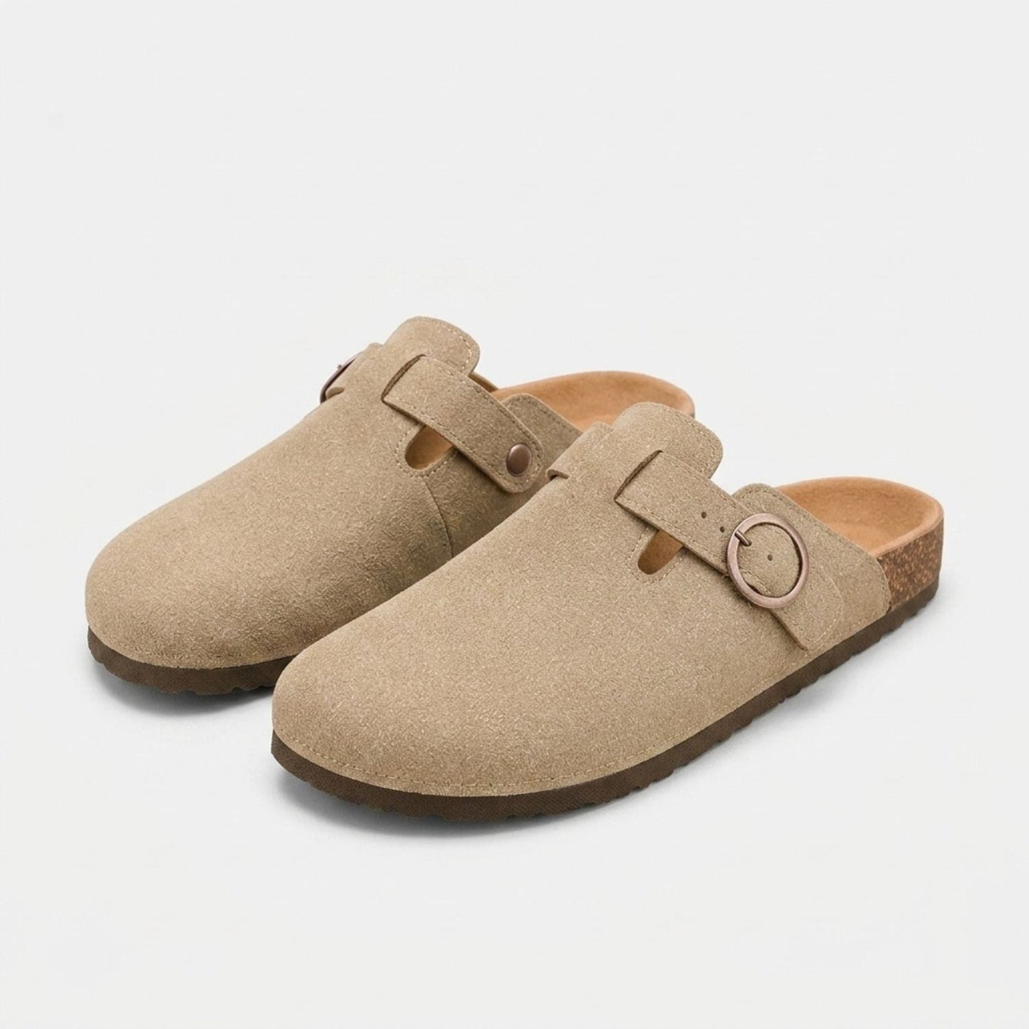 Suede Look Buckle Clogs | Zyphhra