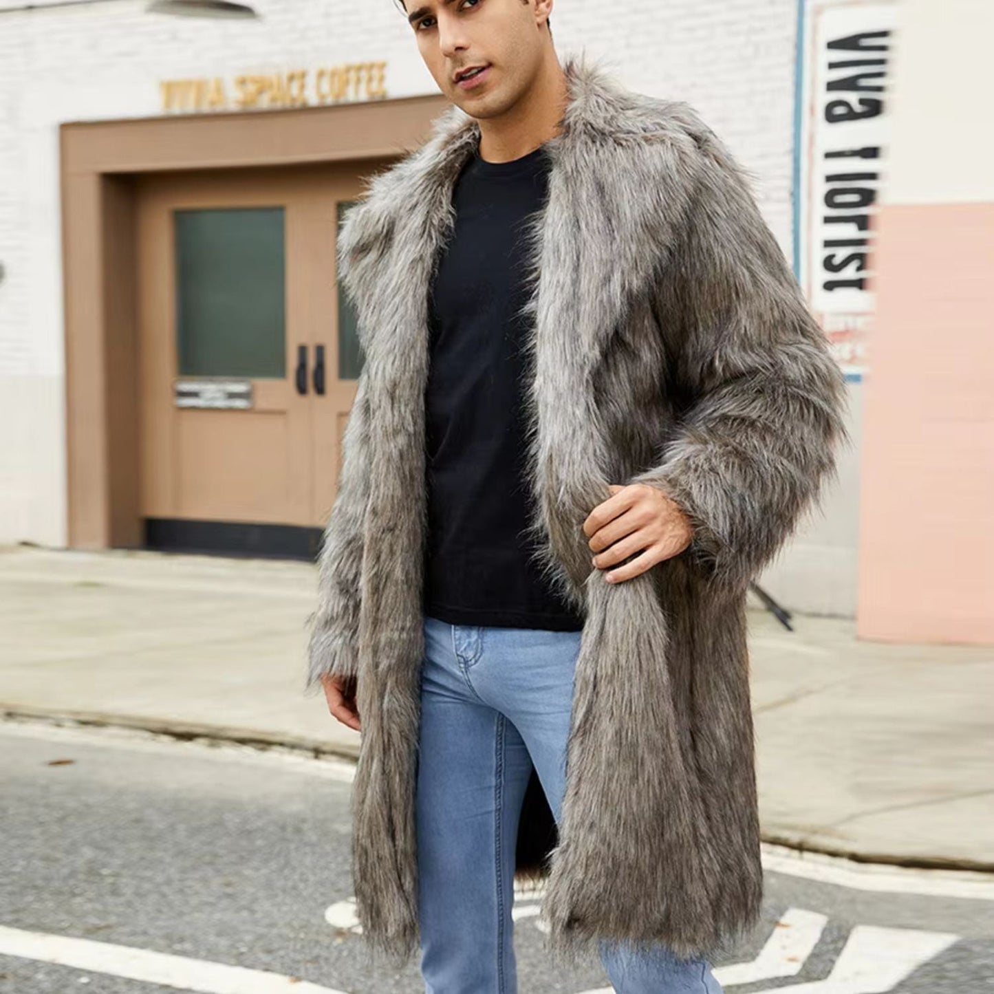 Wide Collar Shaggy Fur Coat | Zyphhra