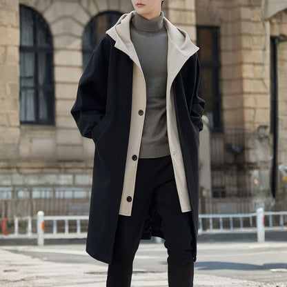 Colour Block Hooded Over Coat | Zyphhra