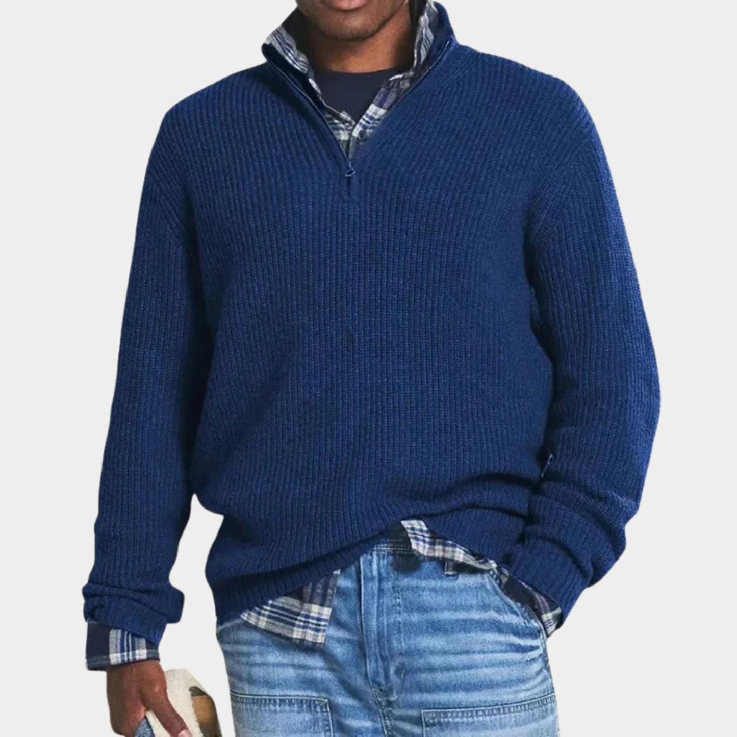 Quarter-Zip Ribbed Jumper | Zyphhra