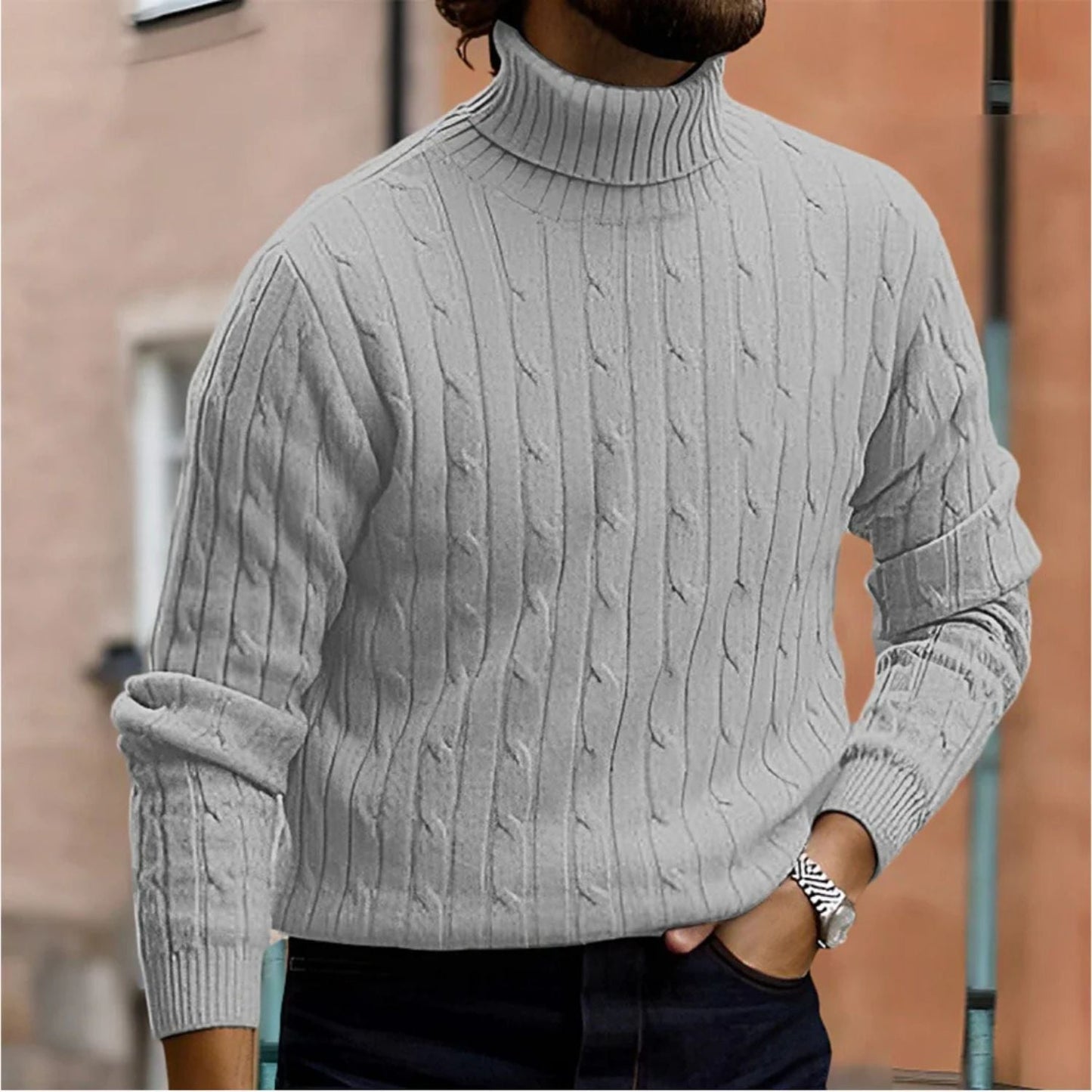 Cable Roll Neck Knit Jumper | Zyphhra