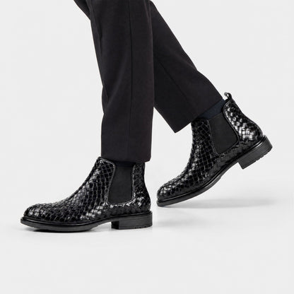 Woven Leather Chelsea Boots | Zyphhra