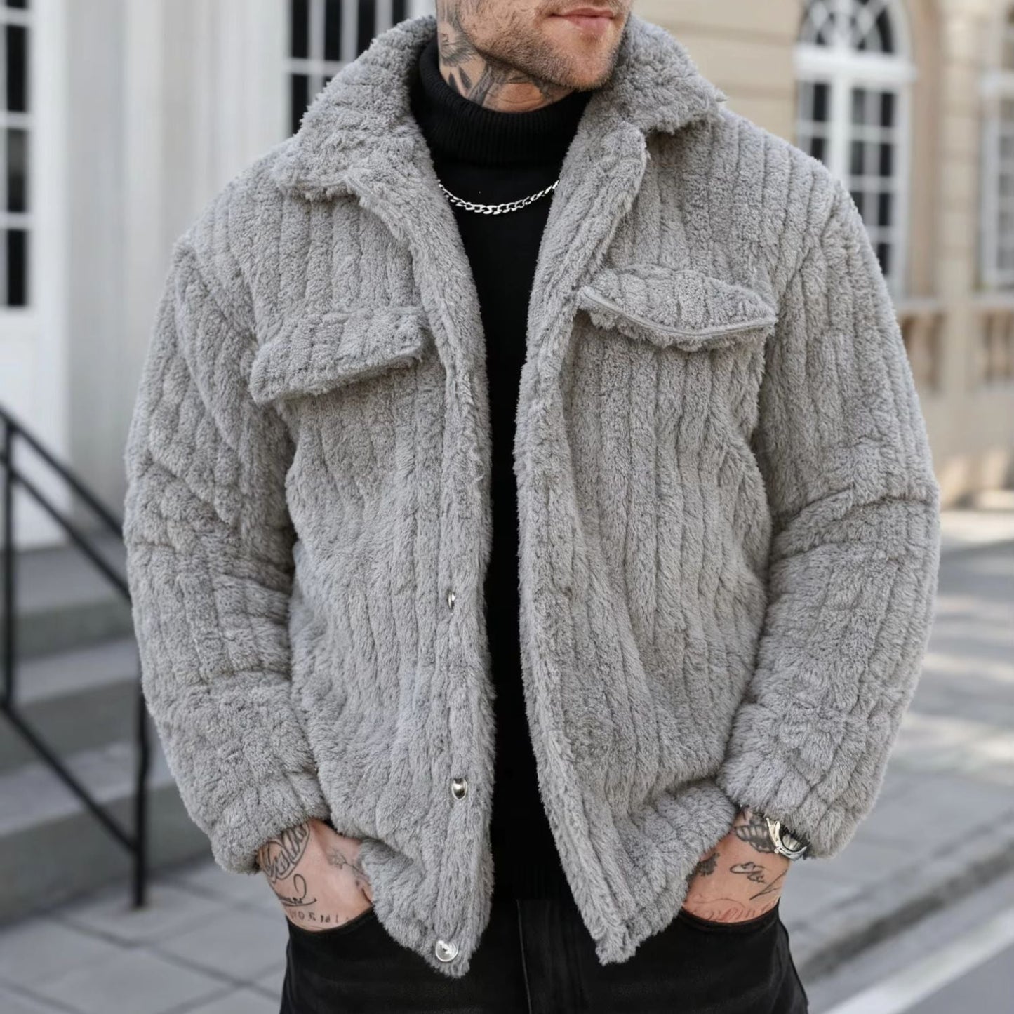 Lapel Button Fleece Jacket | Zyphhra