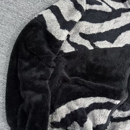 Zebra Print Faux Fur Jacket | Zyphhra