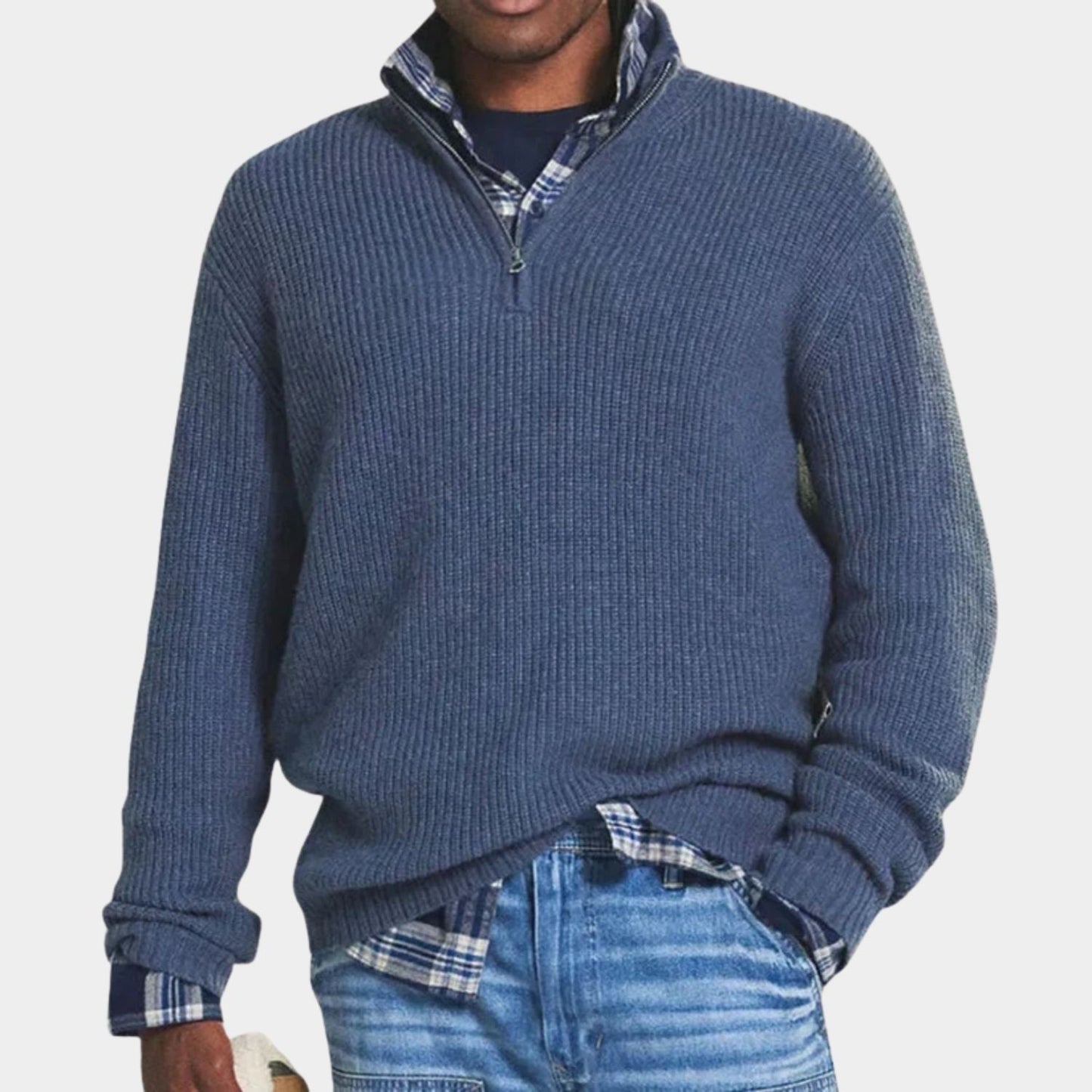 Quarter-Zip Ribbed Jumper | Zyphhra