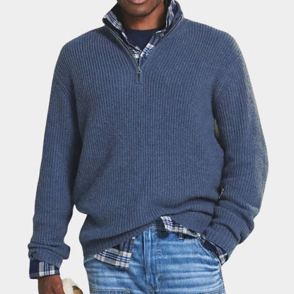 Quarter-Zip Ribbed Jumper | Zyphhra