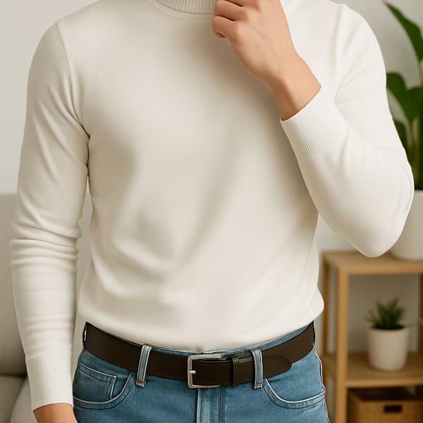 Solid High Neck Roll Neck | Zyphhra