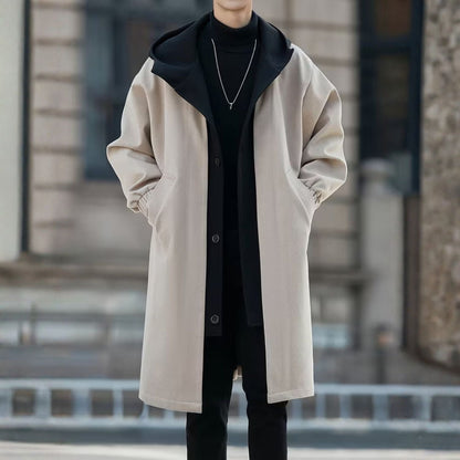 Colour Block Hooded Over Coat | Zyphhra