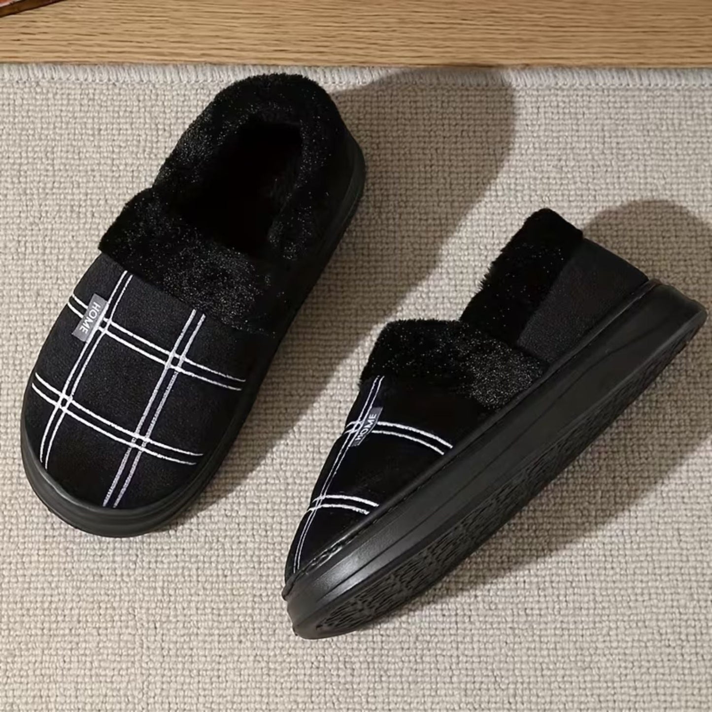 Plaid Fleece Slip-On Slippers | Zyphhra
