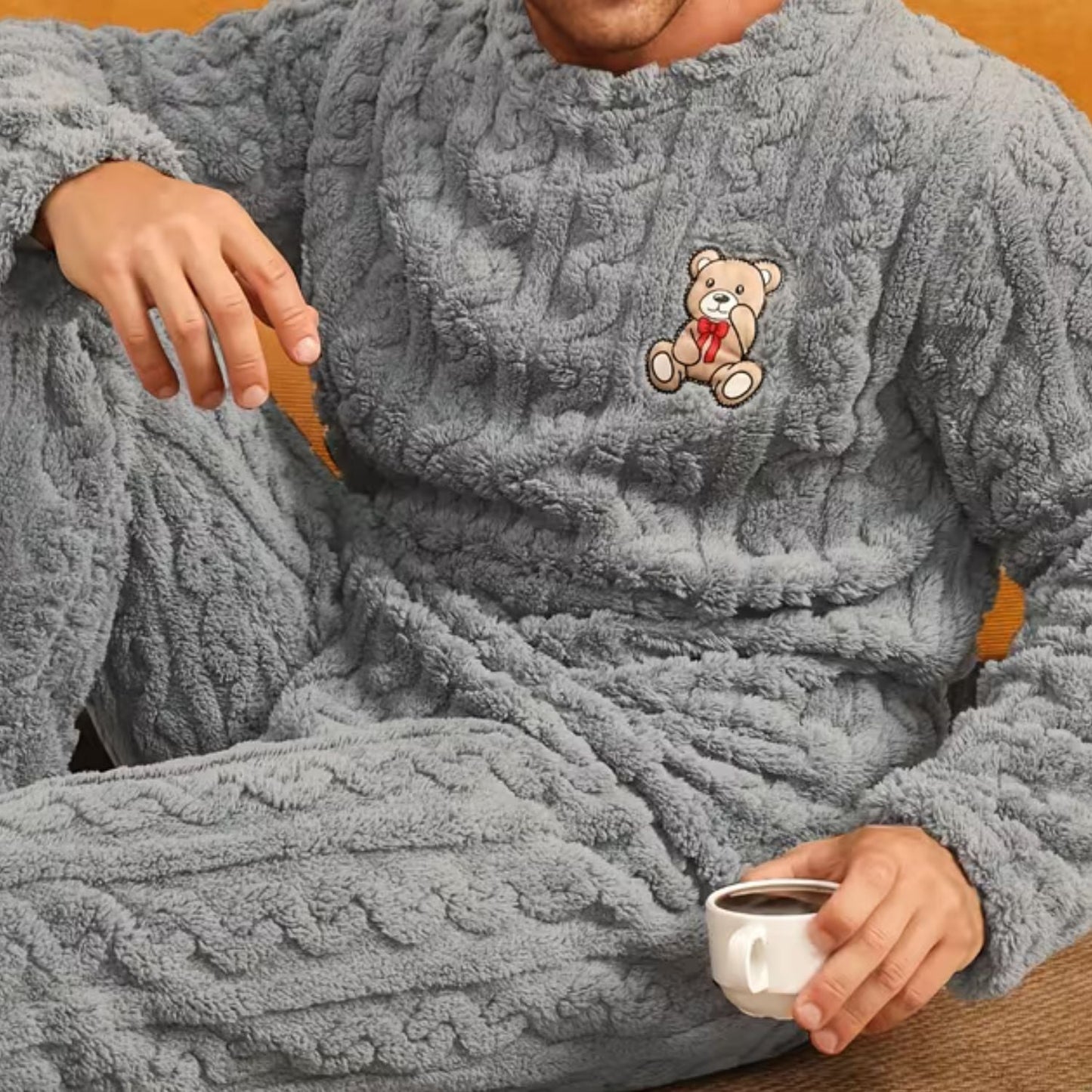 Plush Jacquard Bear Pyjama Set | Zyphhra