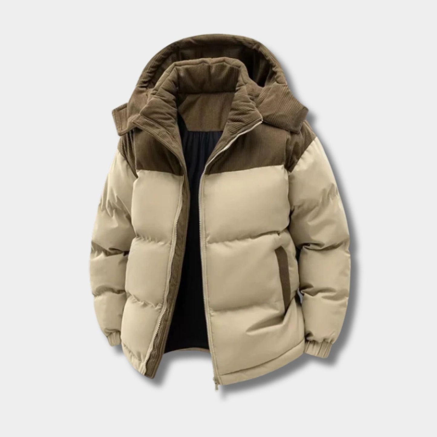 Corduroy Hooded Puffer Jacket | Zyphhra