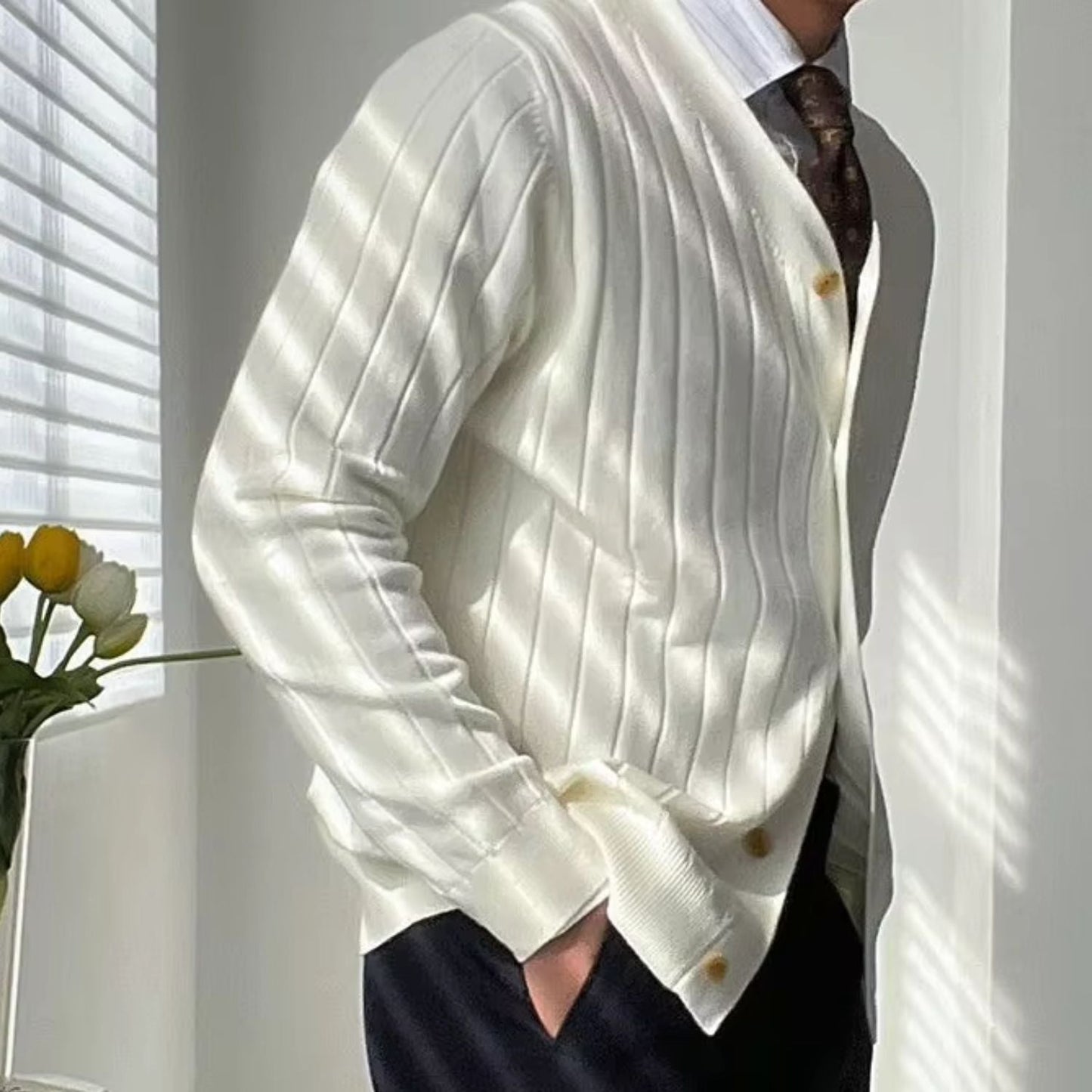 Slim Ribbed Knit Cardigan | Zyphhra