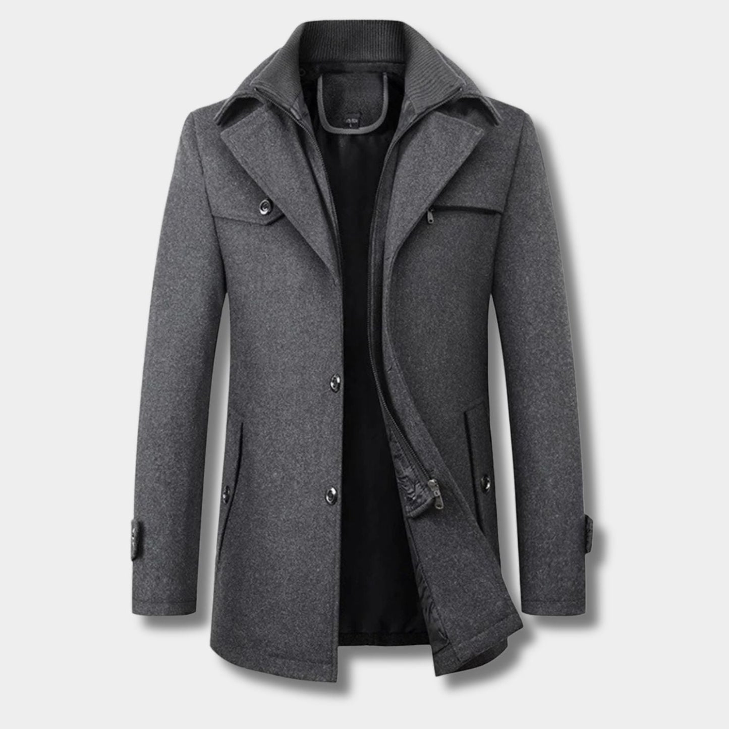 Ribbed Collar Padded Over Coat | Zyphhra