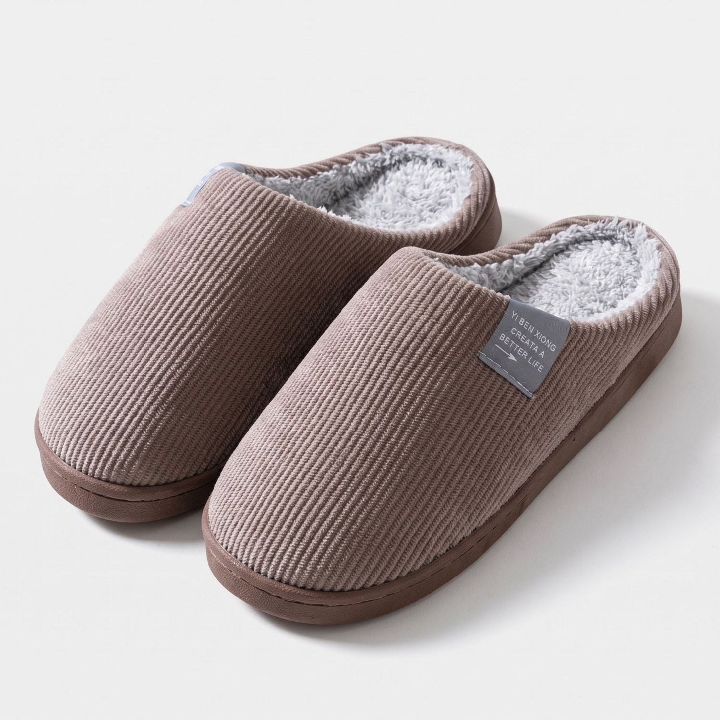 Ribbed Plush House Slippers | Zyphhra