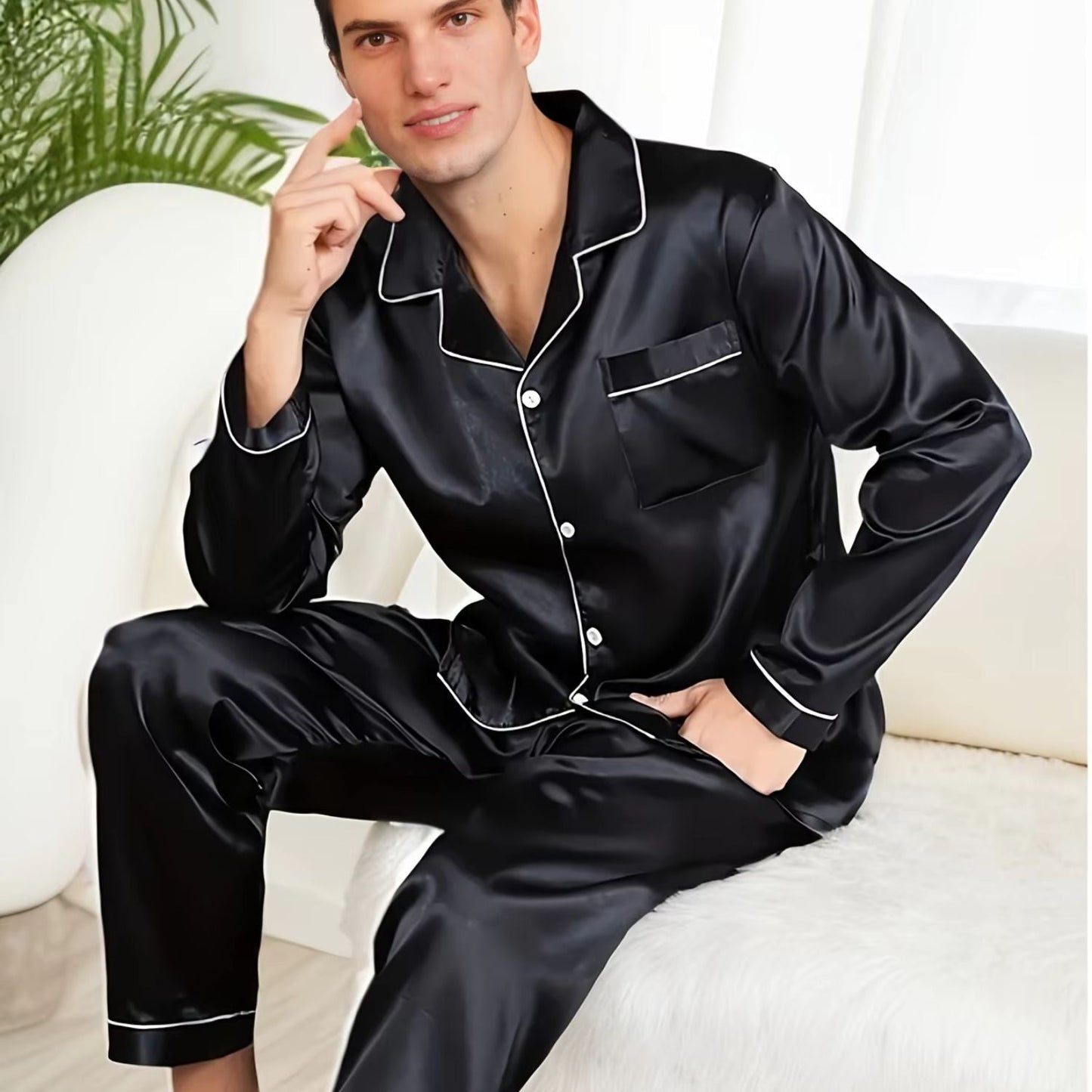 Silky Piping Button Pyjama Set | Zyphhra