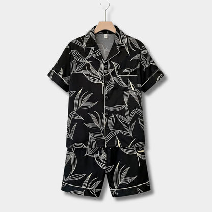Floral Leaf Button Pyjama Set | Zyphhra