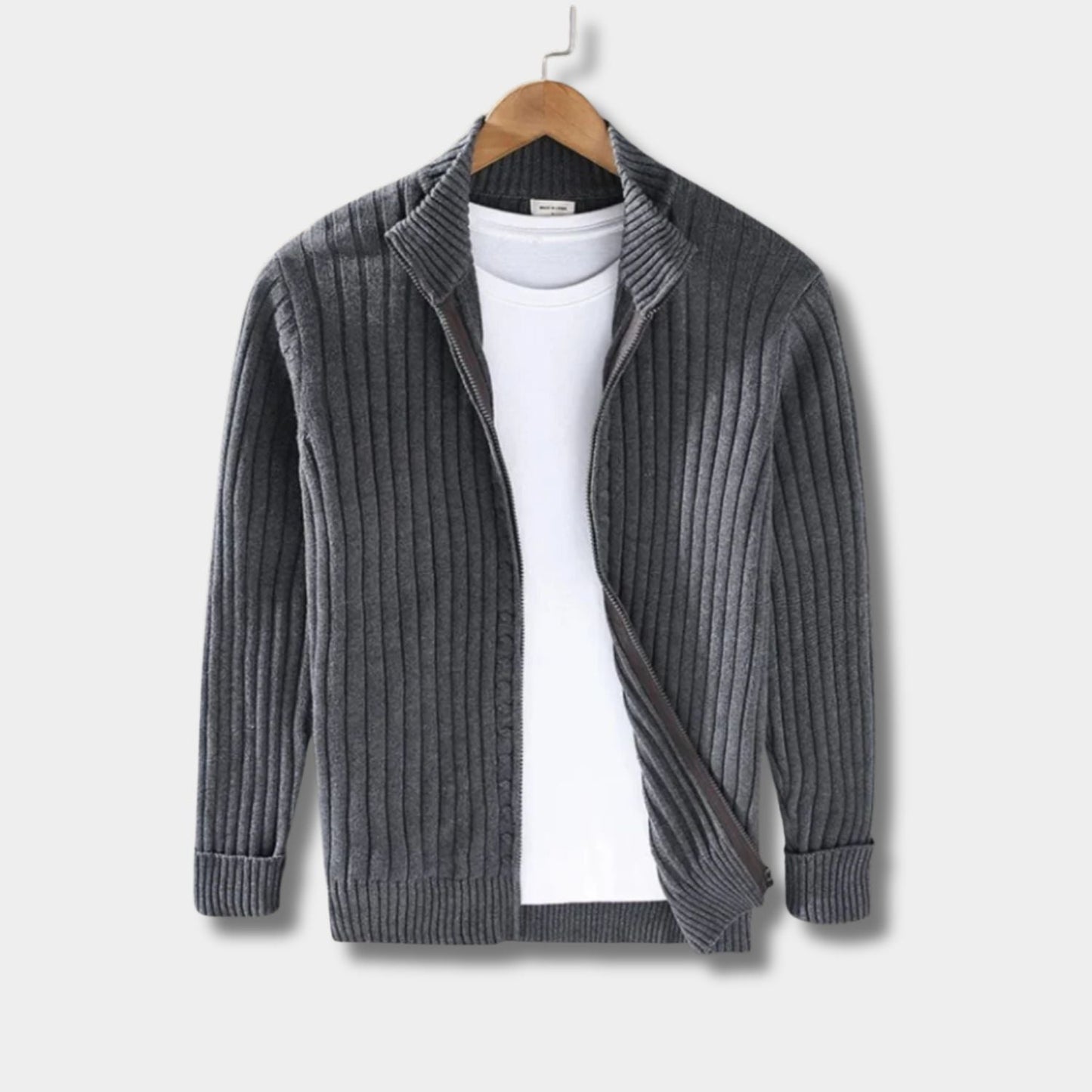 Ribbed Zip Front Cardigan | Zyphhra