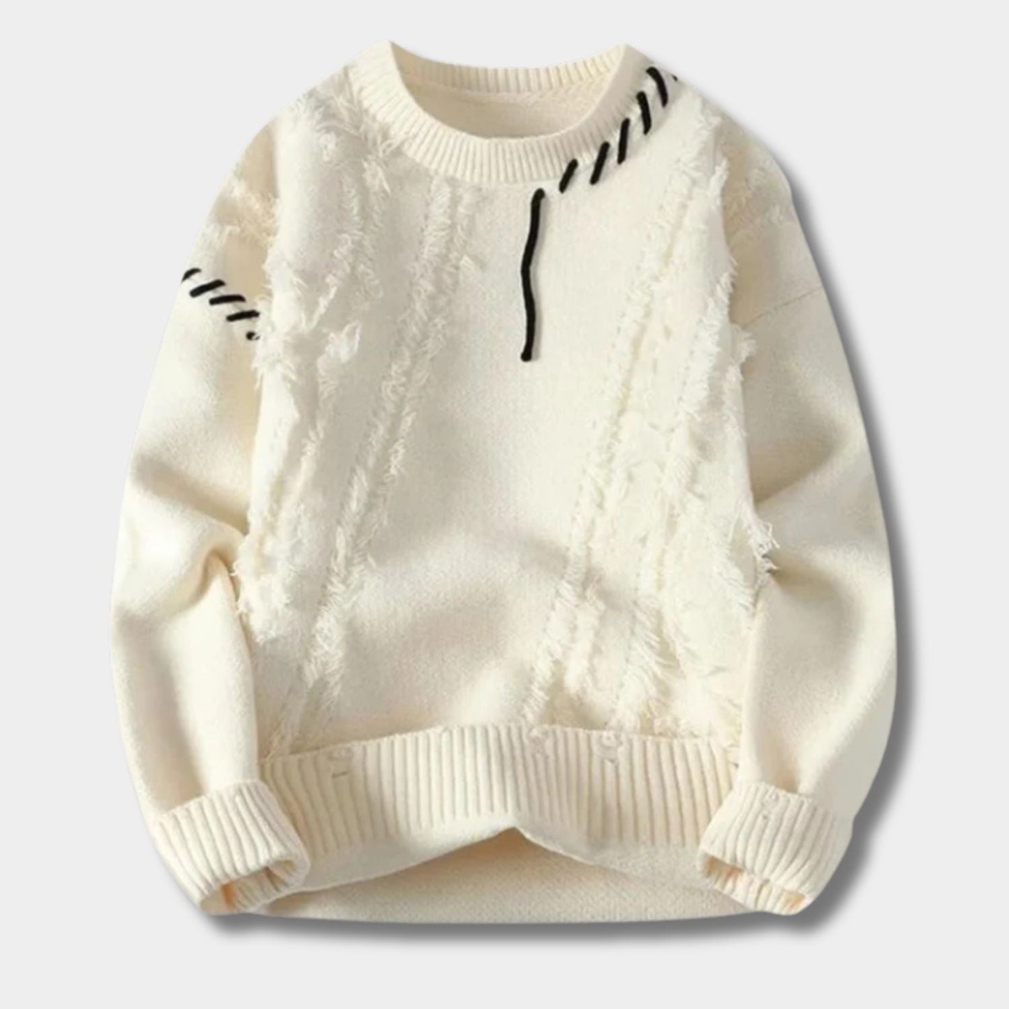 Distressed Knit Crew Neck Jumper | Zyphhra