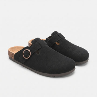 Suede Look Buckle Clogs | Zyphhra