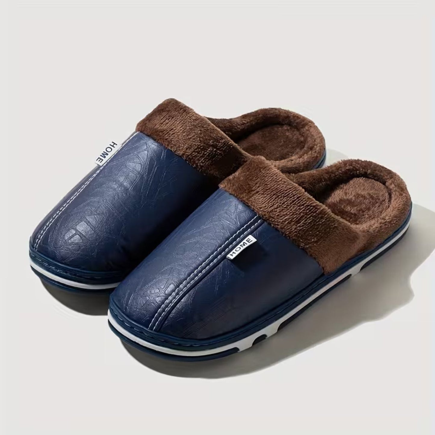 Faux Leather Warm Home Slippers | Zyphhra