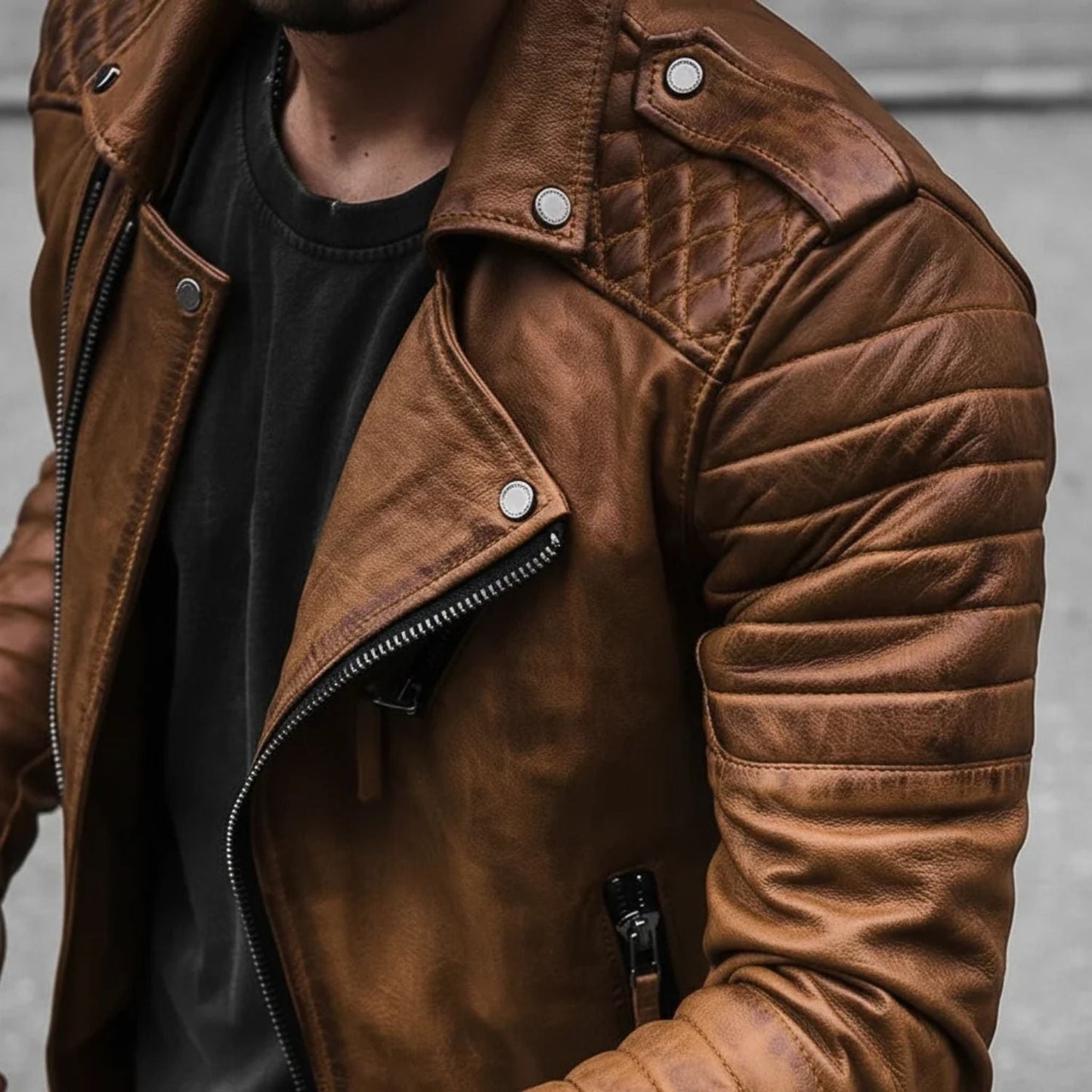 Classic Biker Leather Jacket | Zyphhra
