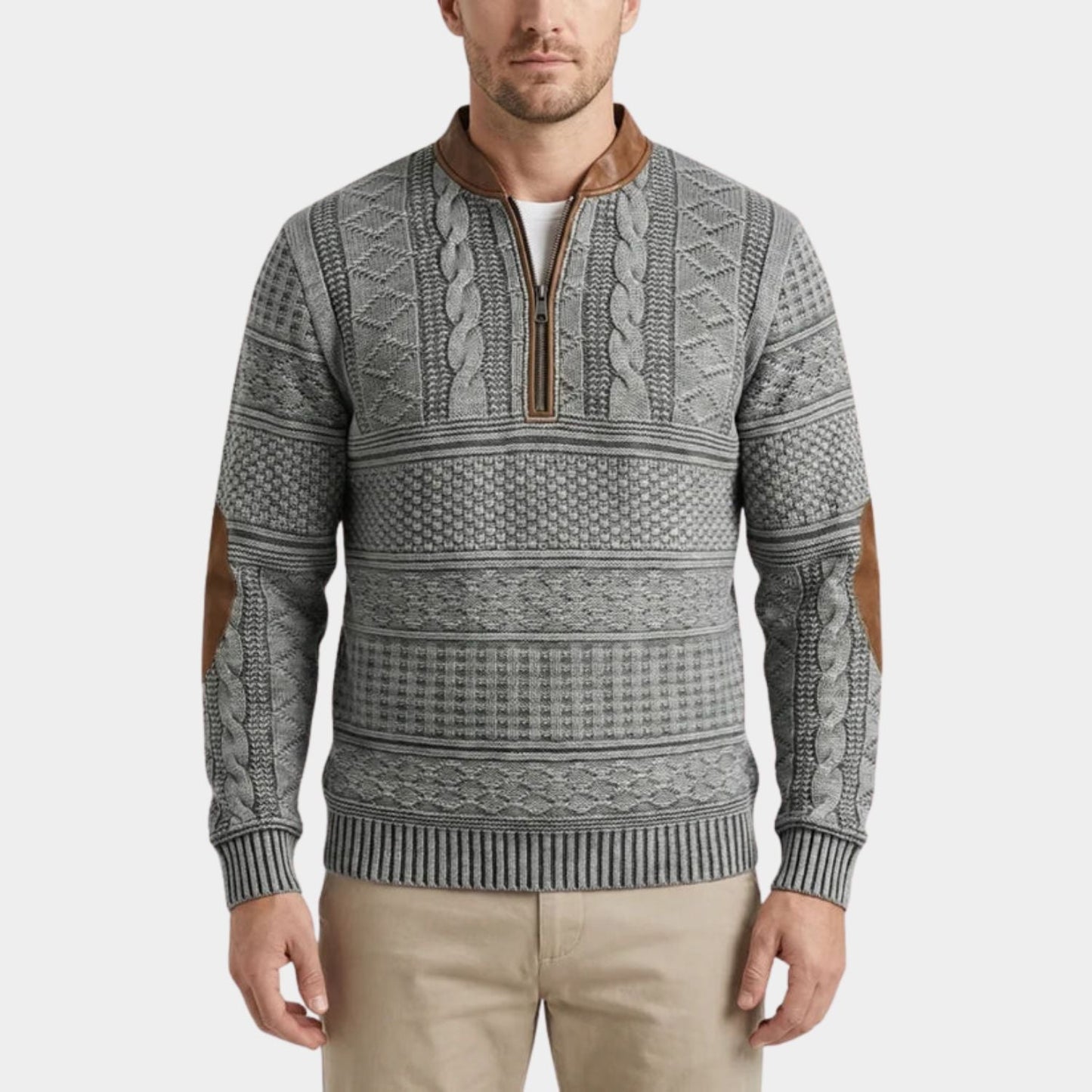 Quarter-Zip Pattern Jumper | Zyphhra