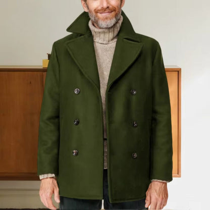 Notched Collar Wool Pea Coat | Zyphhra