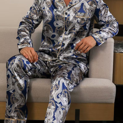 Dragon Print Lapel Pyjama Set | Zyphhra