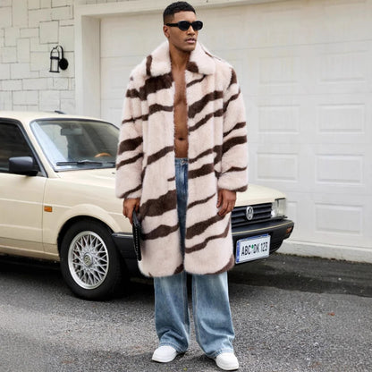 Wide Lapel Patterned Fur Coat | Zyphhra