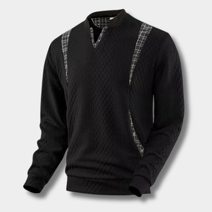 Checkered Panel Knit Jumper | Zyphhra