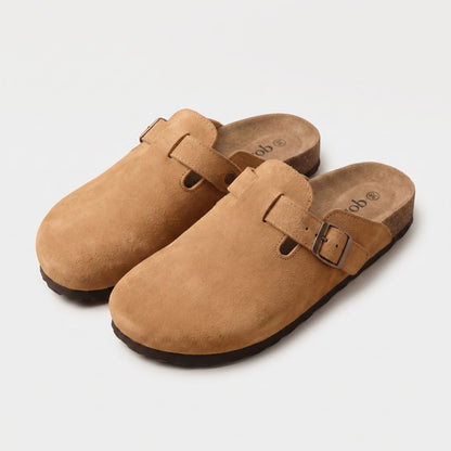 Genuine Suede Buckle Clogs | Zyphhra