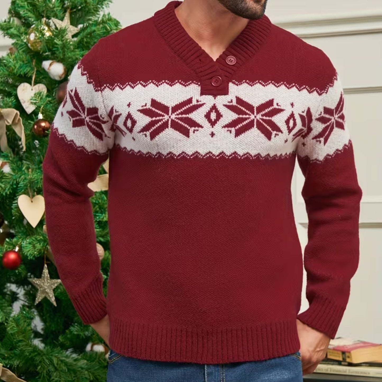 Snowflake Button Christmas Jumper | Zyphhra