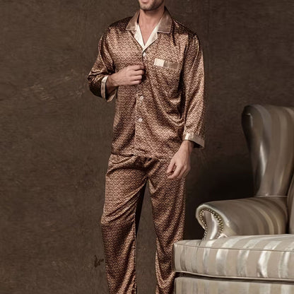 Retro Geometric Lapel Pyjama Set | Zyphhra