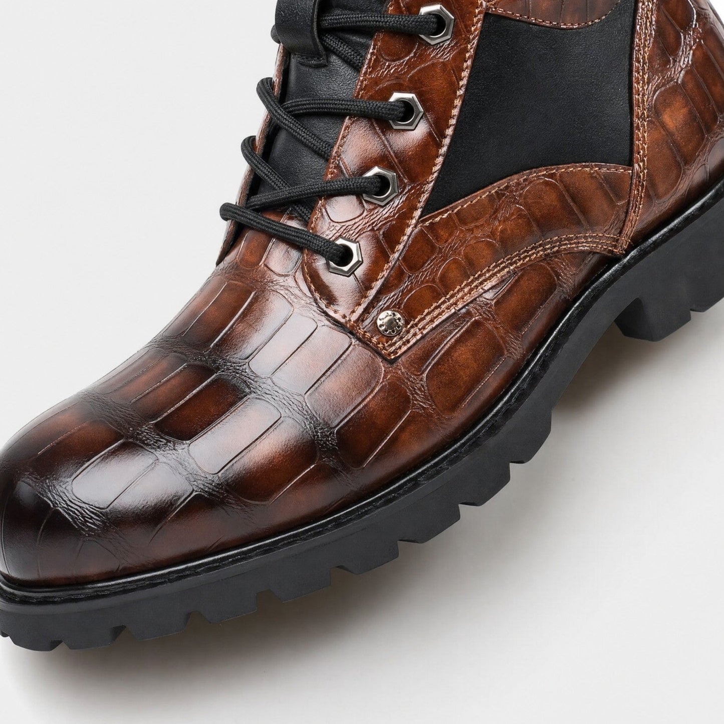Embossed Combat Ankle Boots | Zyphhra