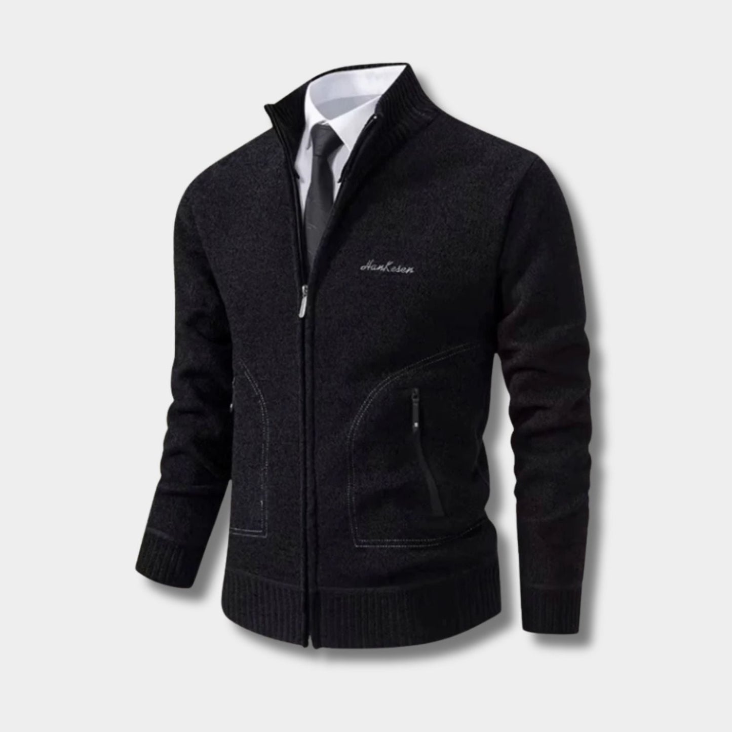 Geometric Zip Knit Cardigan | Zyphhra