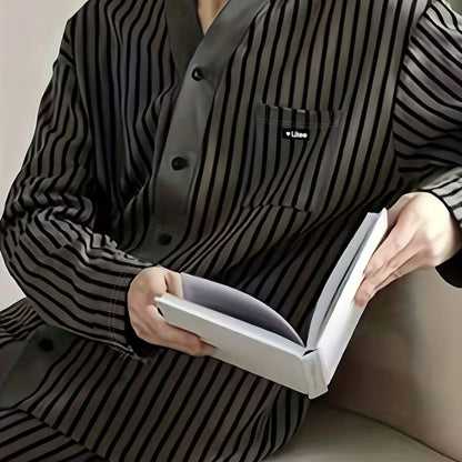 Striped V-Neck Lounge Pyjama Set | Zyphhra
