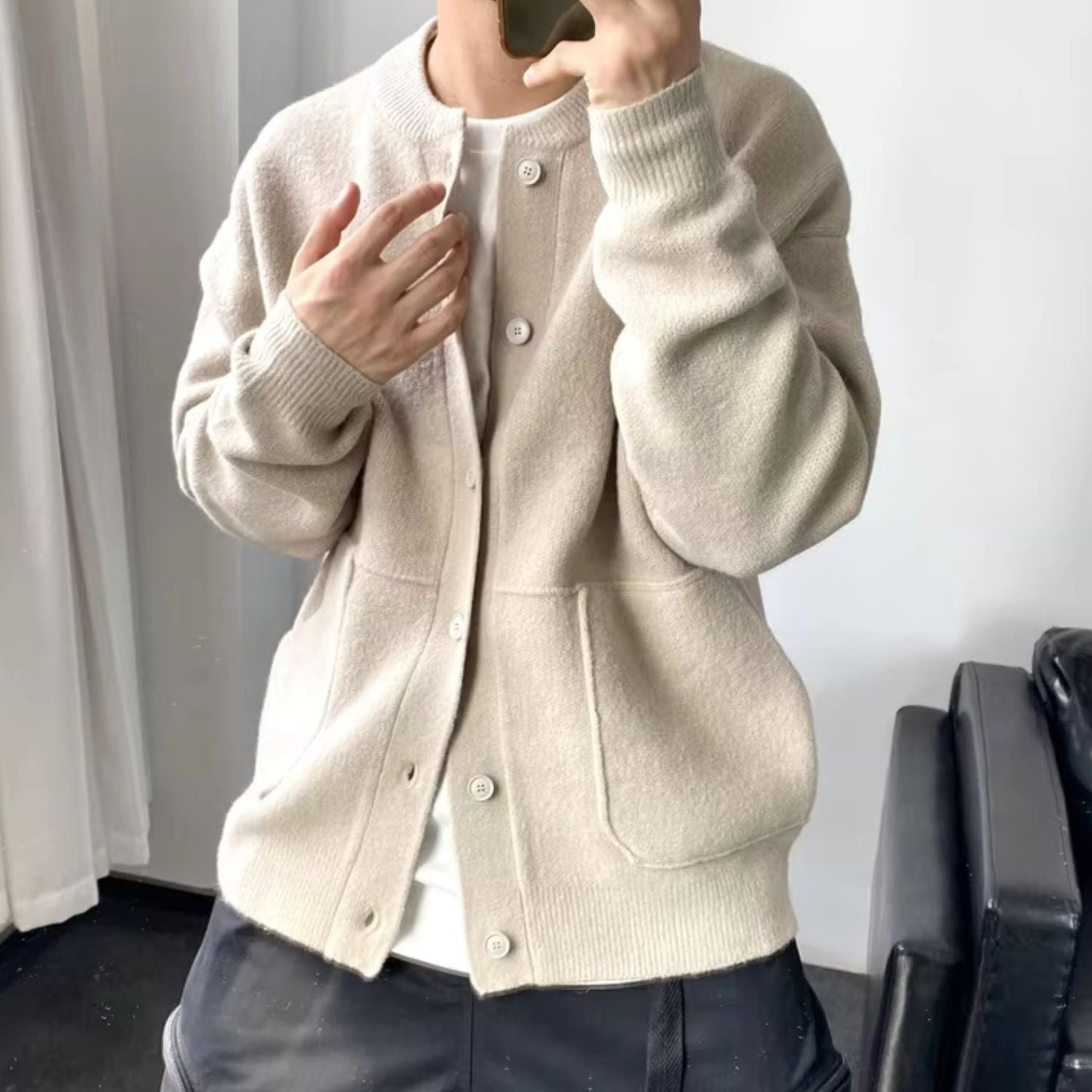 Round Neck Knit Cardigan | Zyphhra
