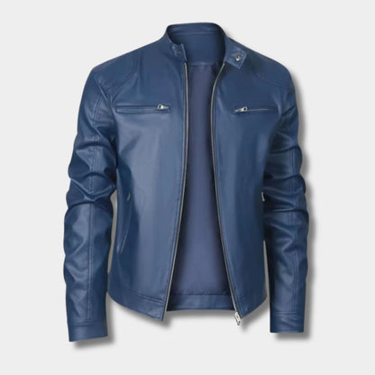 Heritage Stand Collar Leather Jacket | Zyphhra