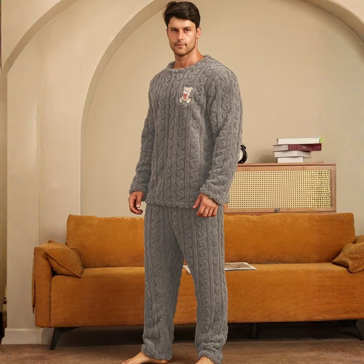 Plush Jacquard Bear Pyjama Set | Zyphhra