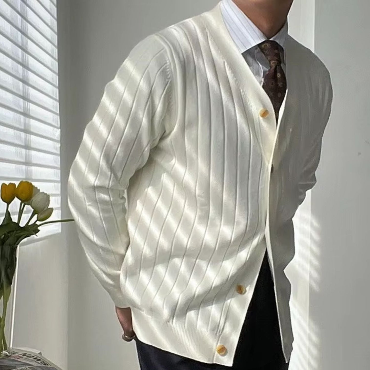 Slim Ribbed Knit Cardigan | Zyphhra