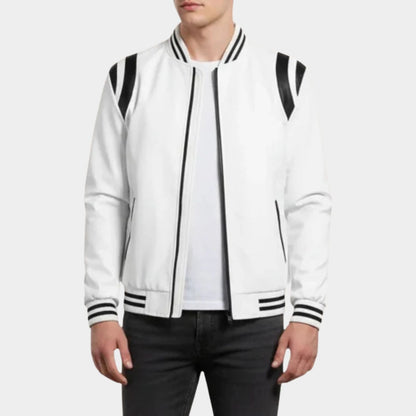 Sport Stripe Leather Jacket | Zyphhra