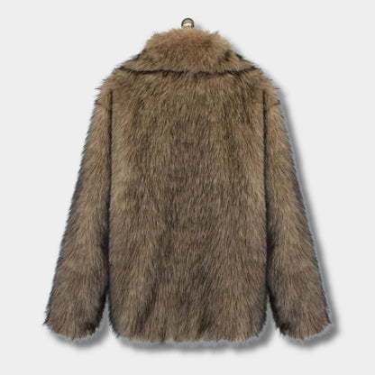 Wide-Lapel Faux Fur Jacket | Zyphhra