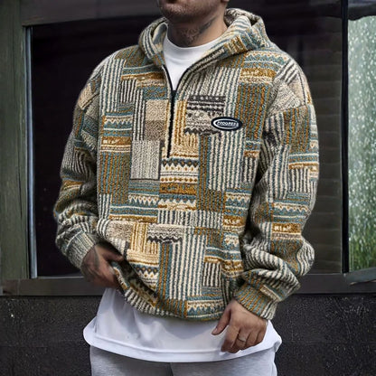 Patchwork Sherpa Half Zip Hoodie | Zyphhra