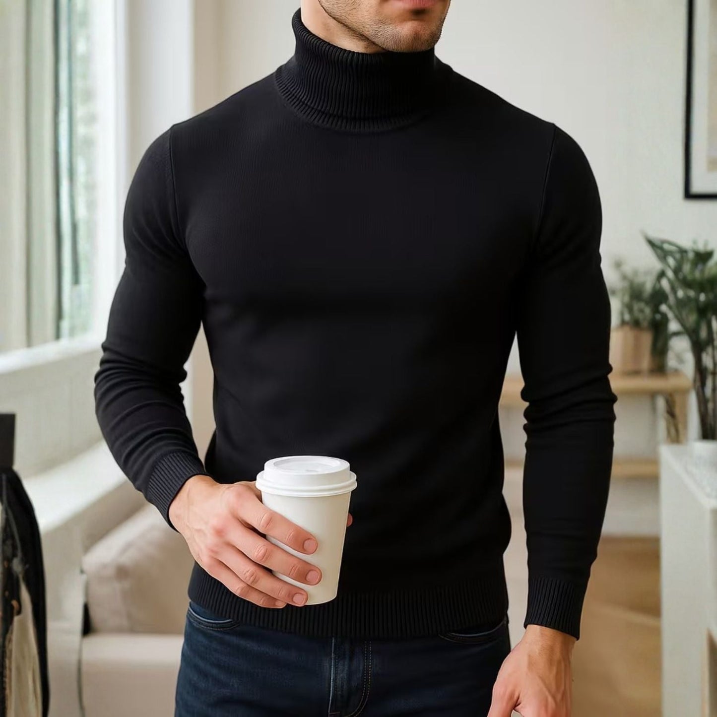 Solid High Neck Roll Neck | Zyphhra