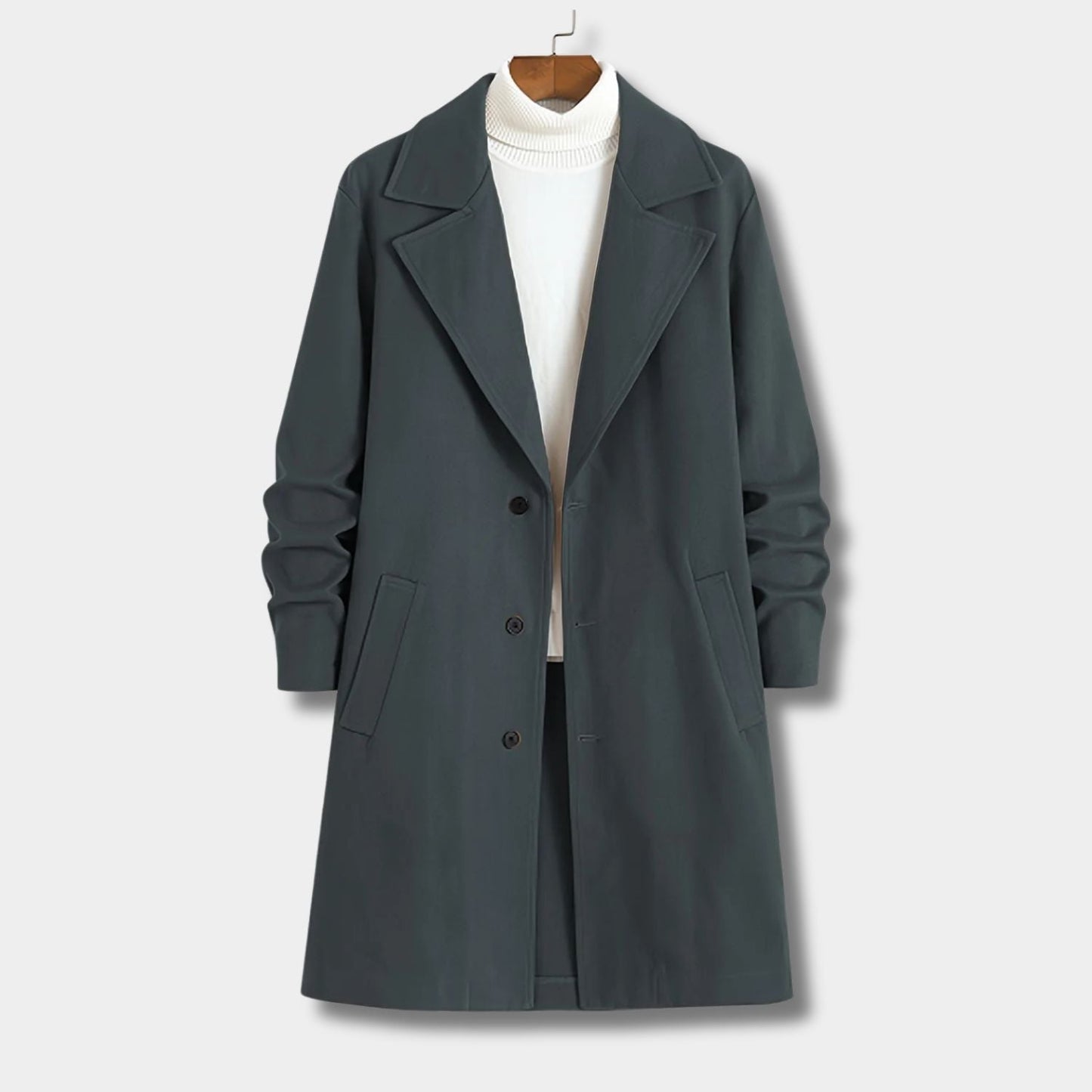 Notched Lapel Button Over Coat | Zyphhra