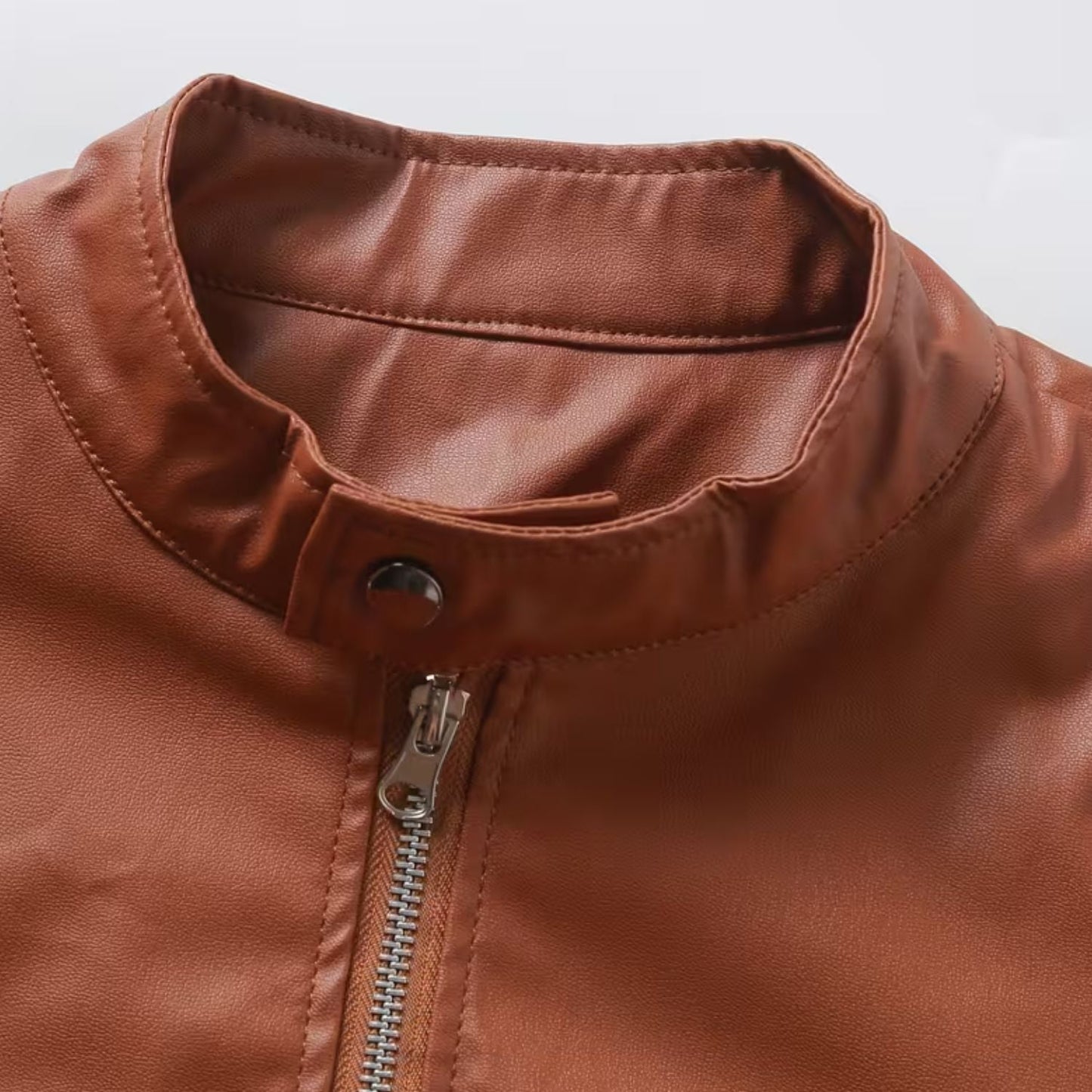 Heritage Stand Collar Leather Jacket | Zyphhra