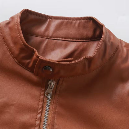 Heritage Stand Collar Leather Jacket | Zyphhra