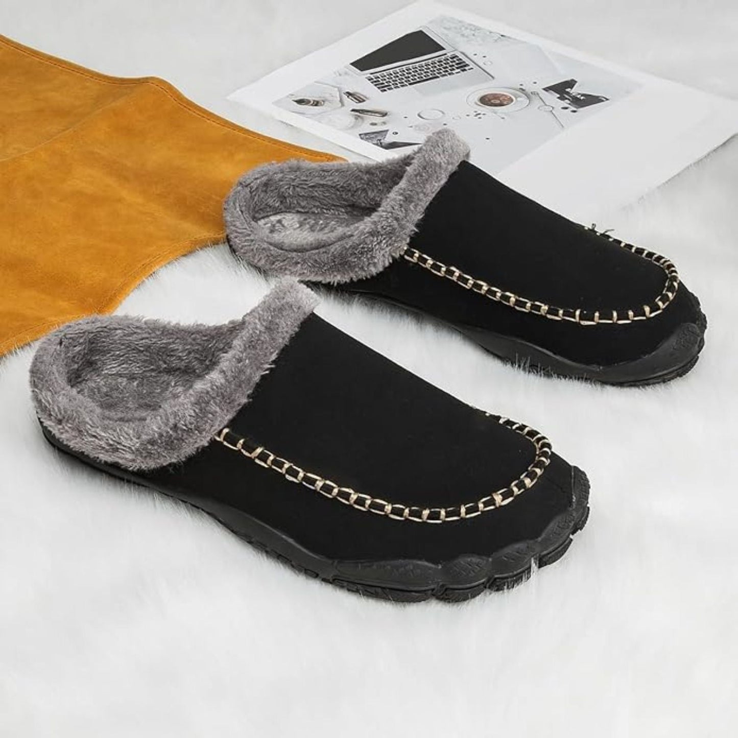 Fleece Lined Moccasin Slippers | Zyphhra