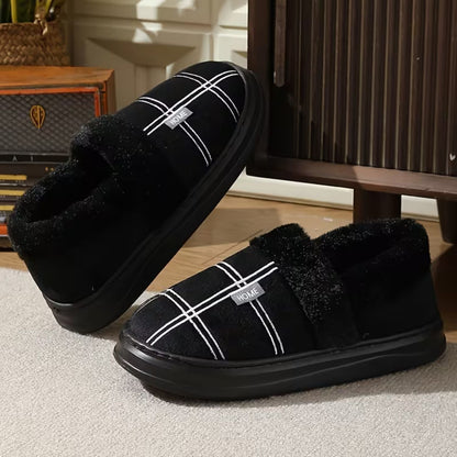 Plaid Fleece Slip-On Slippers | Zyphhra