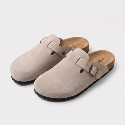 Genuine Suede Buckle Clogs | Zyphhra